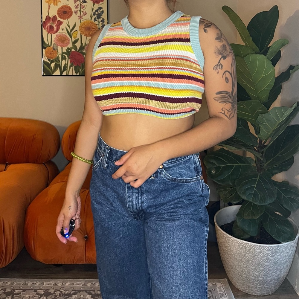 70's style Missoni muscle knit top